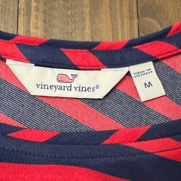 Vineyard Vines Striped Weekend Maxi Dress Navy Blue Red Size M - Picture 4 of 6